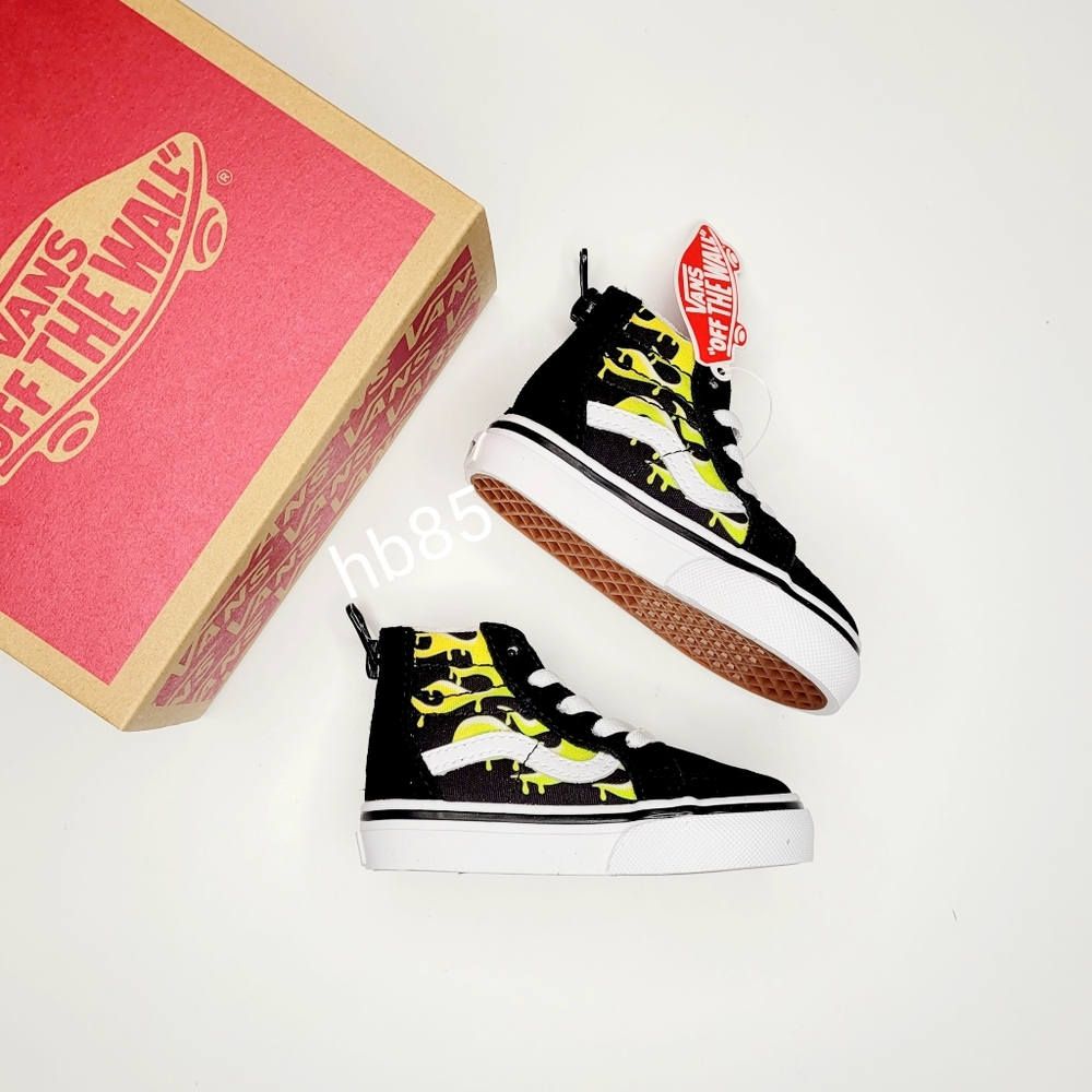 Vans Sk8-Hi Zip Slime Flame/Black/ Track White 4T